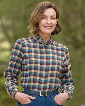 Ladies Long Sleeve Checked Blouse